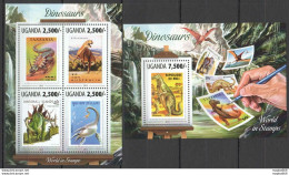 Ug040 2013 Uganda Dinosaurs Reptiles Fauna World In Stamps #3131-4+Bl439 Mnh - Préhistoriques