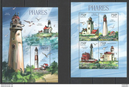 Ca635 2013 Central Africa Marine Life Architecture Lighthouses Phares Kb+Bl Mnh - Marine Life