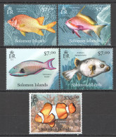 B0380 2012 Solomon Islands Fishes Marine Life Fauna #1641-45 Set Mnh - Marine Life