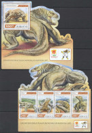 B0361 2017 Djibouti Biggest Lizard Komodo Dragon ! Shape ! #1673-77+Bl763 Mnh - Autres & Non Classés