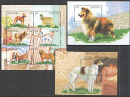 B0582 Lesotho Fauna Domestic Animals Pets Dogs 1Kb+2Bl Mnh - Dogs