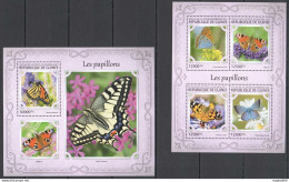 Fd1268 2017 Guinea Butterflies Flora & Fauna Flowers Insects #12171-4+Bl2730 Mnh - Butterflies