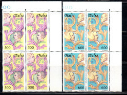 ITALIA REPUBBLICA ITALY REPUBLIC 1985 EUROPA CEPT UNITA SERIE COMPLETA MUSICA MUSIC QUARTINA ANGOLO DI FOGLIO BLOCK MNH - 1981-90:  Nuevos