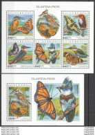 Hm0782 2018 Guinea-Bissau Kingfishers Birds Butterflies #10263-7+Bl1766 Mnh - Papillons