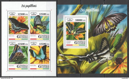 Hm0013 2018 Guinea Butterflies Flowers Flora & Fauna #12790-3+Bl2854 Mnh - Papillons