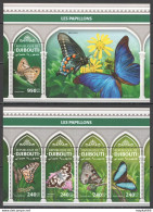 Hm0344 2018 Djibouti Butterflies Fauna Insects Flowers #2269-2+Bl1157 Mnh - Papillons