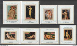 Ar036 1971 Ajman Art Of Venus Nudes Erotic #895-902 Michel 32 Euro 8Bl Mnh - Sonstige & Ohne Zuordnung