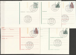 Berlin Ganzsache 1990 Mi.-Nr. P 134 - P138 Tagesstempel Berlin 31.8.90  ( PK 399 ) - Cartoline - Usati