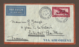 !!! INDOCHINE, LETTRE PAR AVION DE SAIGON-CENTRAL, COCHINCHINE POUR LA FRANCE DE 1934 - Aéreo