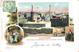 CPA Carte Postale Egypte Alexandrie Panorama Avec Colonne Pompée 1901  VM79001 - Alexandrie