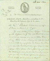 LAS Lettre Autographe Signature An 8 M Droit Chef Bataillon Commandant 2e Bataillon Infanterie Légère De Réserve Dijon - Politiques & Militaires