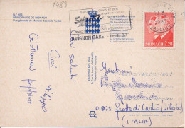 Philatelic Postcard With Stamps Sent From PRINCIPALITY OF MONACO To ITALY - Cartas & Documentos
