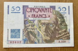 BILLET  DE 50 FRANCS  LE  VERRIER DU 8-4-1948  ALPHABET  A.100  EN  TTB+ - 50 F 1946-1951 ''Le Verrier''