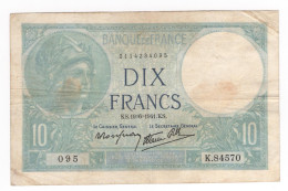 Francia - Banca Di Francia - 10 Francs 1941 "Minerva" - 10 F 1916-1942 ''Minerve''