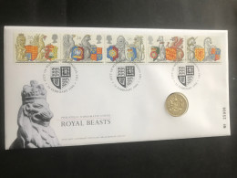 1998 GB 2 Royal Beasts £1 Coin Covers See Photos - Brieven En Documenten