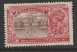 India  1931   SG  230a  3a Inauguration  Wmk To Left  Mounted Mint - 1911-35 King George V