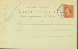 Guerre 14 Entier 10c Rouge Semeuse Camée Date 321 CAD Armée Allemande Feld Poststation N°1 Der 6 Armée 5/11 - WW I