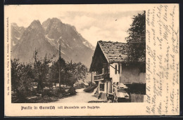 AK Garmisch, Ortspartie Mit Waxenstein Und Zugspitze  - Zugspitze
