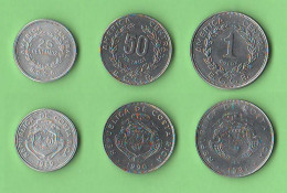 Costa Rica 25 + 50 Centimos + 1 Colon 1989 /90 /91 Alluminum E Steel Coin South America - Costa Rica