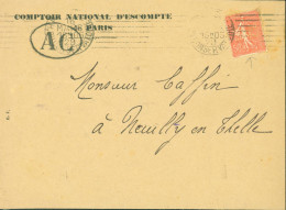 Comptoir National D'escompte Paris YT N°199 Semeuse Lignée 50c Rose Perforé Perforation CNE Cachet AC CAD Paris 16 3 29 - Storia Postale