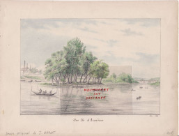 Asnières 92. Une Île. Dessin Au Crayon De Couleur D'après Nature. Juin 1866 - Other & Unclassified