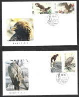 CHINE. N°2814-7 Sur 2 Enveloppes 1er Jour (FDC's) De 1987. Oiseaux De Proie. - Águilas & Aves De Presa