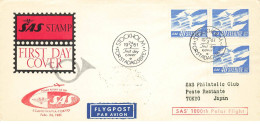 SUEDE #36373 FIRST DAY COVER SCANDINAVIAN SAS STOCKHOLM TOKYO 1961 - Brieven En Documenten