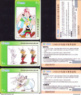 ASTERIX : 3 Cartes Telephoniques CHINA TIEDONG , Avec Bord Vert - Autres & Non Classés