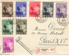 BELGIQUE #32781 BRUXELLES BRUSSEL POUR PARIS SUR LETTRE 1937 REINE ASTRID RECOMMANDE - Brieven En Documenten