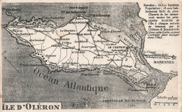 CARTES GÉOGRAPHIQUES - Île D'Oléron - Océan Atlantique - Carte Postale Ancienne - Carte Geografiche