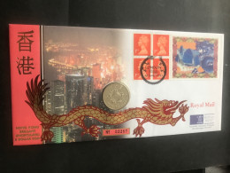 1997 GB 2 Hong Kong Five Dollars Coin Covers Diff. No. See Photos - Covers & Documents