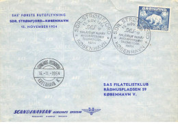 Groenland  GROELAND #36409 1954 SAS Forste Flyvning Sdr. Stromfjord - Kobenhavn 15-11-1954 - Cartas & Documentos