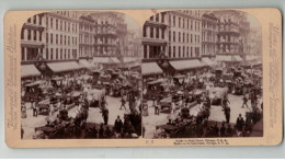 ETATS UNIS #PP1318 CHICAGO FAIRE TRAFIC DANS STATE STREET 1898 - Stereo-Photographie
