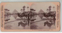 EGYPTE EGYPT #PP1331 OFFRANDE DE ADIEU PARTANCE POUR LE DESERT PYRAMIDE 1896 - Stereoscopio