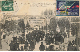 13 MARSEILLE #MK42430 EXPOSITION INTERNATIONALE MARSEILLE 1908 LES PORTIQUES LUMINEUX CACHET + 2 VIGNETTE - Exposition D'Electricité Et Autres