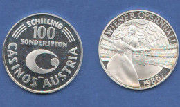 Austria Shilling 100 Schilling 1986 Silver Token Österreich  " Wiener Opernball " Casino Jeton - Casino