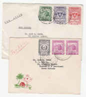 2 X 1950s VENEZUELA COVERS Multi Stamps HORSE POSTAL Convention POST OFFICE Building COAT OF ARMS Air Mail To GB Cover - Venezuela