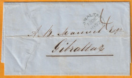 1857 - QV - Reine Victoria - Lettre Pliée  De MALTA Malte Vers GIBRALTAR Par Paquebot Vapeur Steamer En 4 Jours - Malta (...-1964)