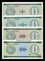 Cuba Set 4 Banknotes 1 5 10 20 Pesos Certificado De Divisa 1985 Serie B Pick FX6-FX9 Sc Unc - Kuba