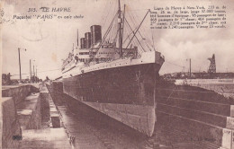 Bateau--1928--LE HAVRE-- Paquebot  " Paris" En Cale Sèche ...timbre ....cachet  LE HAVRE PORT -- - Passagiersschepen