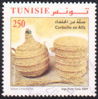 2009- Tunisie- Y&T1634- Articles D’artisanat En Fibres Végétales - Panier En Alfa - Obli - Other & Unclassified