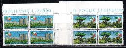 ITALIA REPUBBLICA ITALY REPUBLIC 1984 EXPO ESPOSIZIONE MONDIALE DI FILATELIA ITALIA 85 QUARTINA ANGOLO DI FOGLIO MNH - 1981-90: Mint/hinged