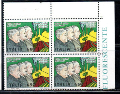 ITALIA REPUBBLICA ITALY 1984 ANNIVERSARIO DEL PATTO DI ROMA TRA I SINDACATI DEI LAVORATORI QUARTINA ANGOLO DI FOGLIO MNH - 1981-90: Mint/hinged