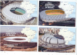 4 POSTCARDS STADIA    BRAZIL  STADIUMS USED FOR 2014 FOOTBALL WORLD CUP SHOWING MAP LOCATIONS - Estadios