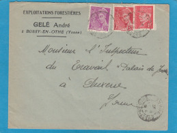 EXPLOITATIONS FORESTIERES A BUSSY EN OTHE.LETTRE POUR AUXERRE,1942. - Brieven En Documenten