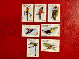 NICARAGUA 1981 7v Neuf MNH Mi 2217 / 2223 YT 1161 / 1164 Aerien 466 / 468 Pájaro Bird Pássaro Vogel Ucello Oiseau - Papagayos
