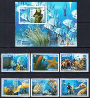 2010 Cuba Underwater Photography Marine Life Fish Crabs  Complete Set Of 6 + Souvenir Sheet MNH - Unused Stamps