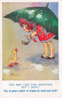 Enfant * CPA Illustrateur Agnes RICHARDSON * Enfants Fillette Parapluie Ombrelle Mode Canard Duck - Autres & Non Classés