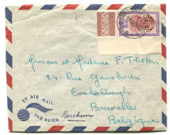 Congo Léopoldville Aérogare Oblit. Keach 8A2 Sur C.O.B. 292 Sur Lettre Vers Berchem Le 11/12/1951 - Cartas & Documentos