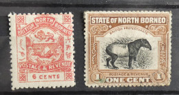 Lot De 2 Timbres British North Borneo Armoiries Et Tapir - Otros - Asia